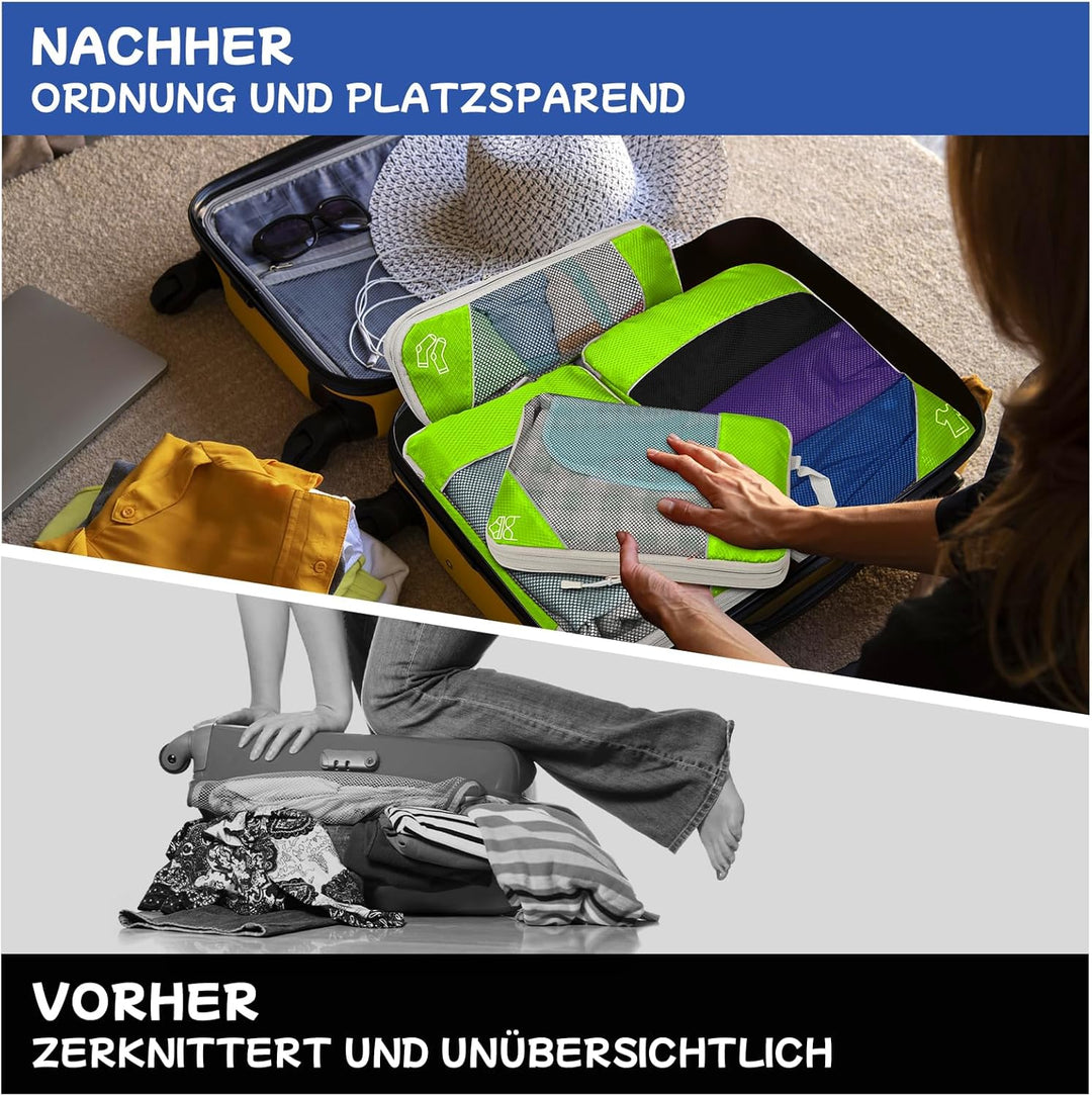 5-teilig Kompressions Packwürfel Set für Reisen, Compression Packing Cube zur Organisation Ihres Rei