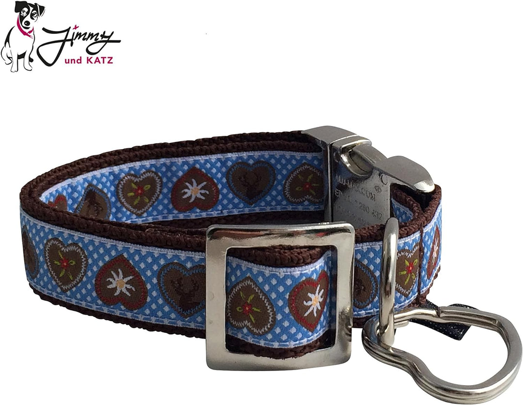 Jimmy und Katz Hundehalsband Alpenliebe Himmelblau 26-40cm x 2cm