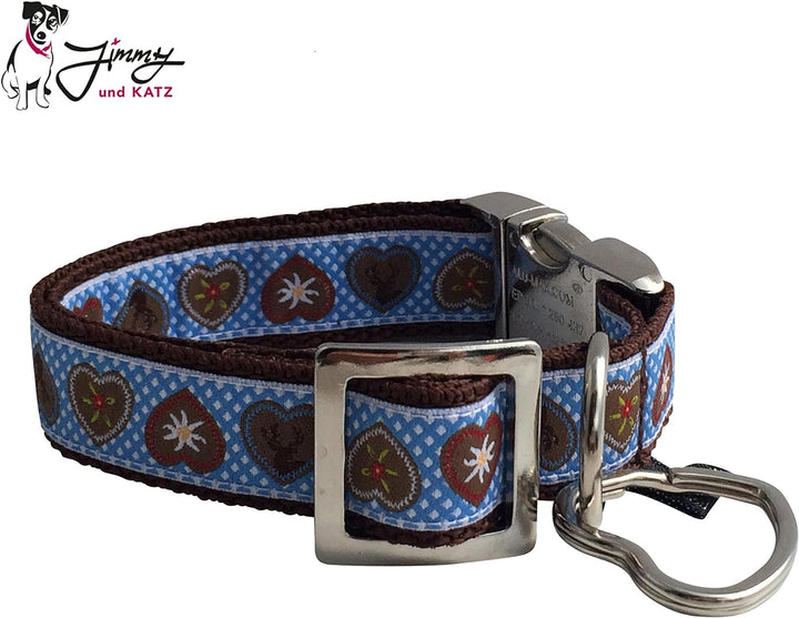 Jimmy und Katz Hundehalsband Alpenliebe Himmelblau 26-40cm x 2cm