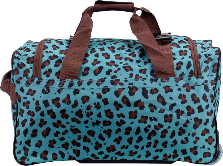 Rockland Reisetasche mit Rollen, Blauer Leopard, 22-Inch, Reisetasche mit Rollen 22-Inch Blauer Leop