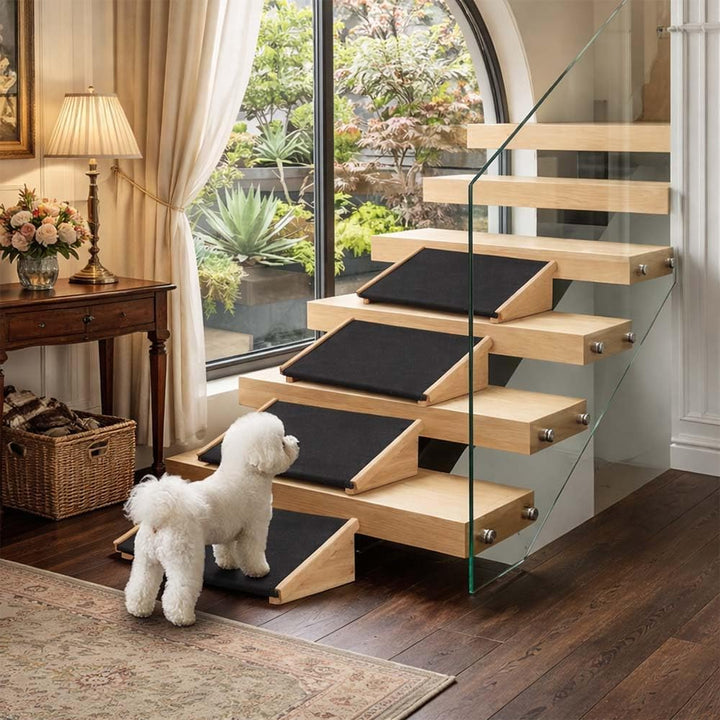 unipaws Hundetreppe 2er Pack, rutschfeste Hunderampe mit Gummioberfläche, Sanfte Einstiegshilfe für