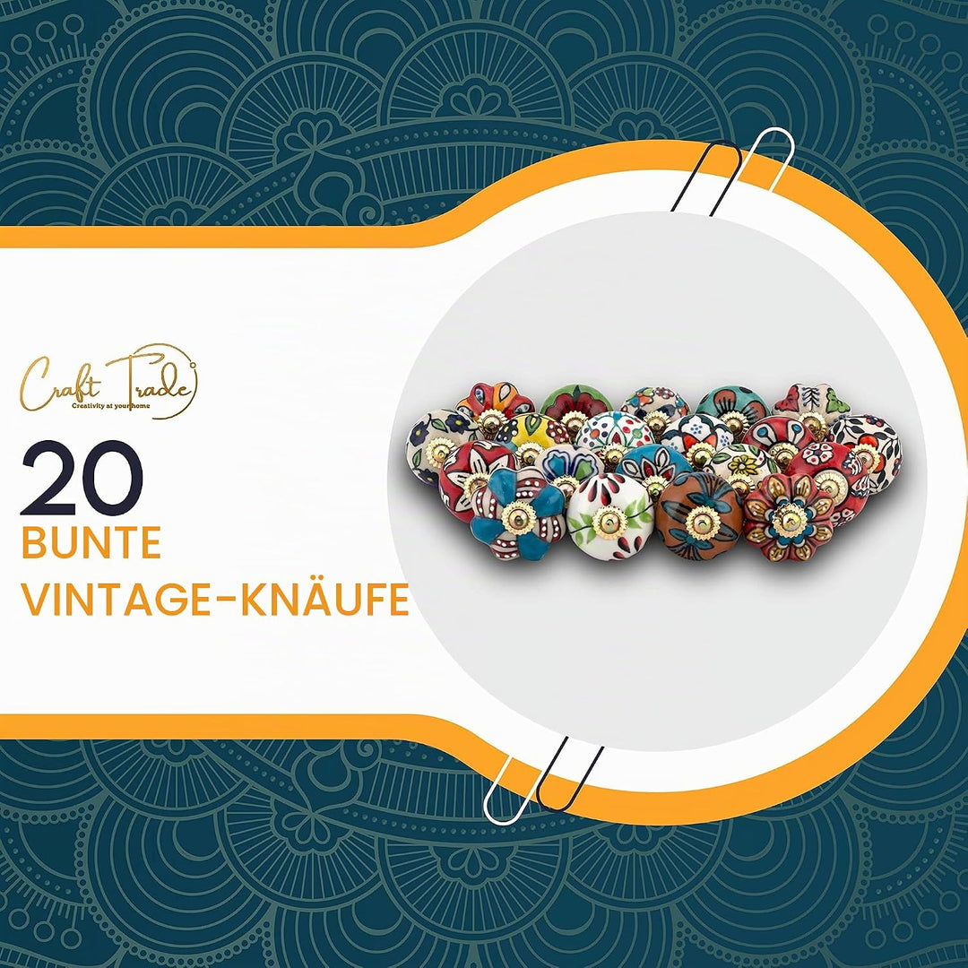 Craft Trade Sortiert Türschrankknopf Boho Antik Keramik-Türknöpfe Kommode Schublade Zieht Hardware K
