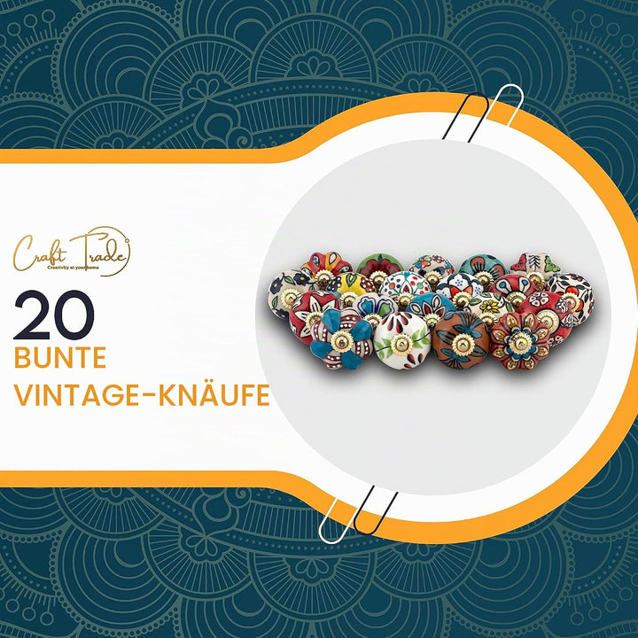 Craft Trade Sortiert Türschrankknopf Boho Antik Keramik-Türknöpfe Kommode Schublade Zieht Hardware K
