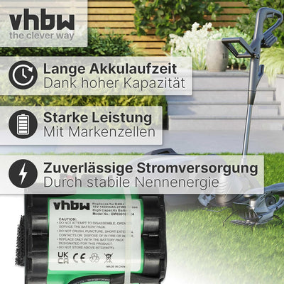 vhbw Akku kompatibel mit Gardena 124562, R38Li, R40Li, R45Li, R50Li, R70Li, R75Li, R80Li Rasenrobote