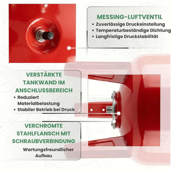 100 L Membrankessel vertikal, Stahltank, Druckkessel max.10 Bar Ausdehungsgefäss