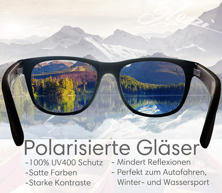 glozzi Sonnenbrille Herren und Damen Holz Polarisiert UV400 mit Holzbügeln und Brillenetui aus Kork
