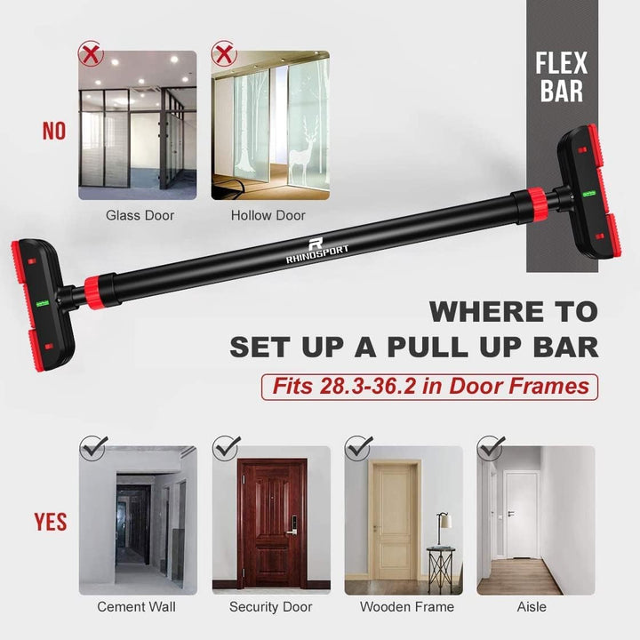 RHINOSPORT Klimmzugstange Pull Up Bar Verstellbare Klimmzugstange, Oberarm und Bauchtrainer, Stabile