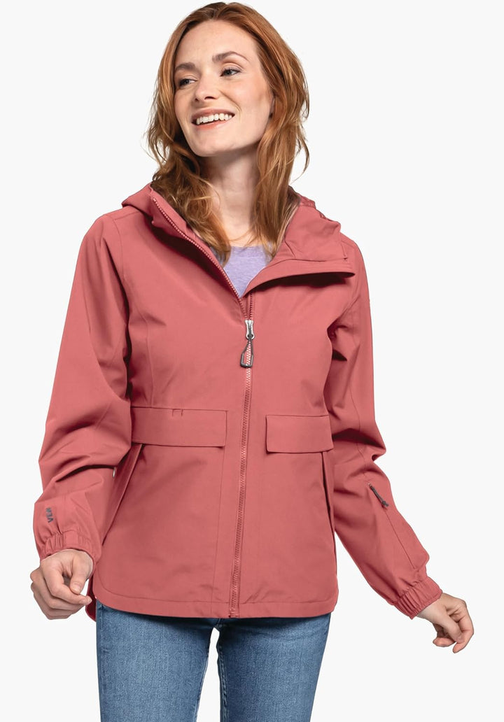 Schöffel Damen Jacket Lausanne L, Funktionsjacke mit Kapuze, wasserdichte Übergangsjacke mit Pack-Aw