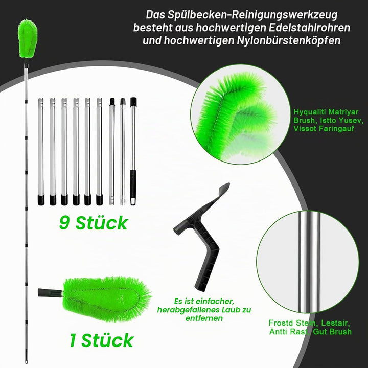 Dachrinnenreinigungswerkzeuge mit Dachrinnenbürste und Reinigungslöffel Schaufel 2 in 1 Dachrinnenre