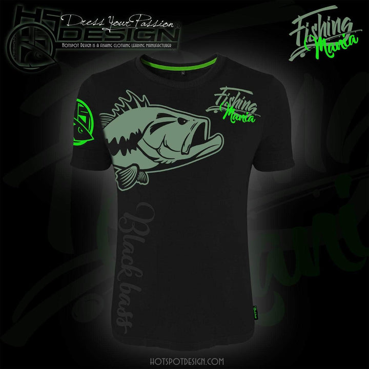 T Shirt Bass Mania, Schwarz, Angler T-Shirt, M