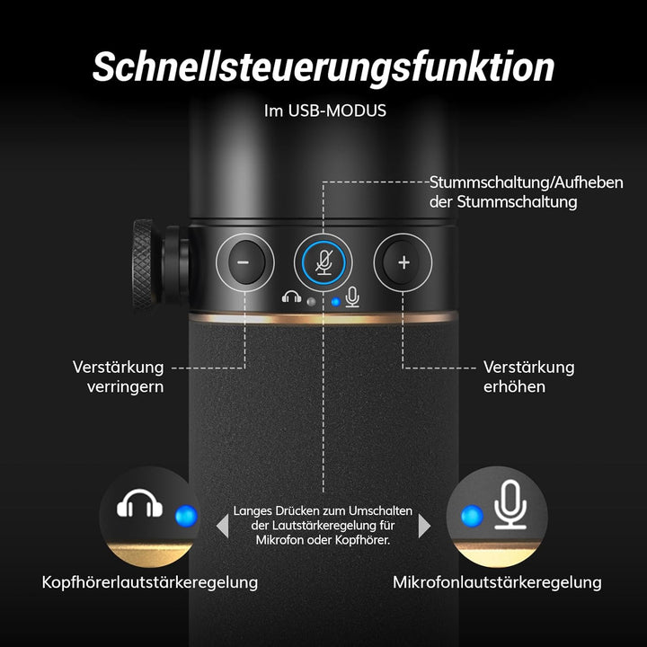 TONOR Gaming Microphone mit XLR/USB Kabel, Dynamisches Mikrofon PC mit Mikrofonarm und Mute Button,