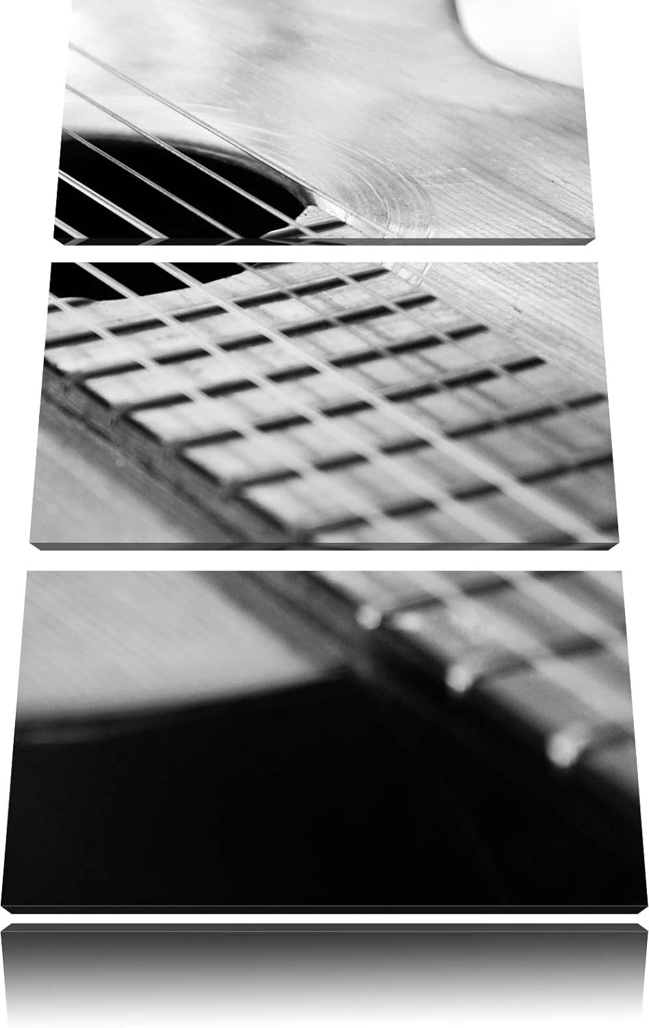 Pixxprint Gitarrensaiten am Schallloch 3-Teiler Leinwandbild 120x80 Bild auf Leinwand