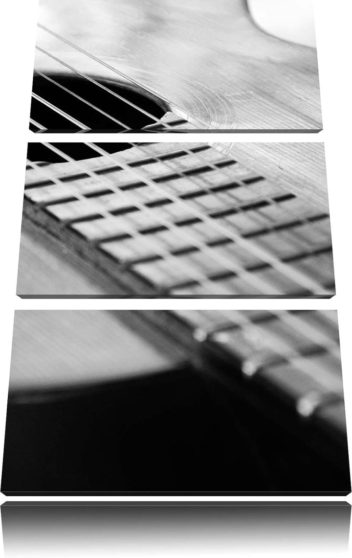 Pixxprint Gitarrensaiten am Schallloch 3-Teiler Leinwandbild 120x80 Bild auf Leinwand