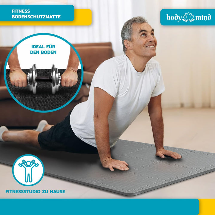 Boden-Schutzmatten XXL Set; Fitnessmatte Bodenschutz Puzzle-Matte; Unterlegmatte für Fitnessgeräte T