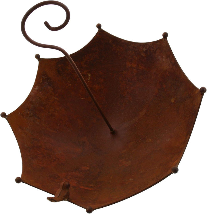 FRANK FLECHTWAREN Vogeltränke Schirm Ø40 x 42 cm Vogelbad Gartendeko Metall Rostoptik handgefertigt