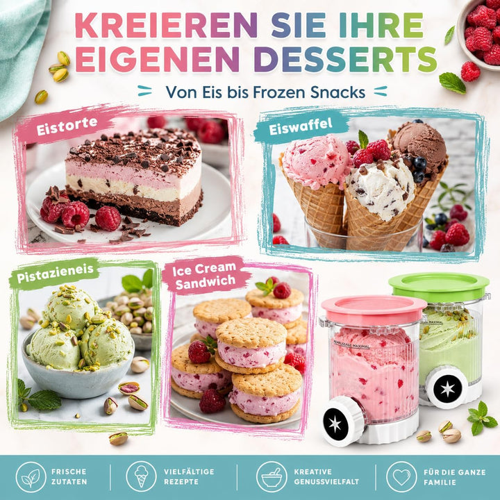 2er Pack Ninja Swirl Creami Eisbehälter | 480 ml Gefrierbehälter für NC700 & NC701EU Serie | Mit int