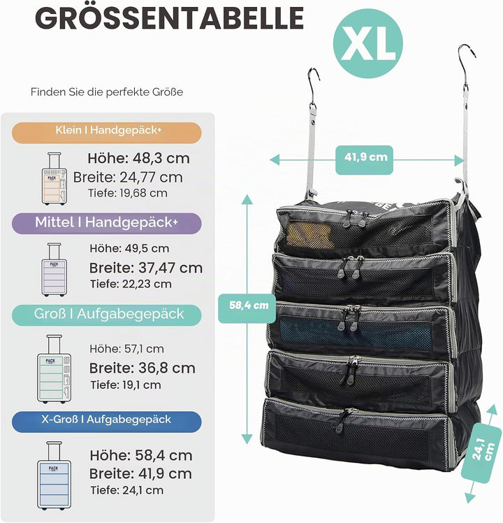 Pack Gear Koffer-Organizer | Packen Sie mehr in Ihr grosses oder Handgepäck | sofort auspacken mit d