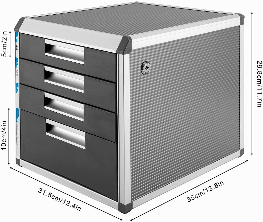OUKANING Ablagebox mit 4 Schubladen - Schubladenbox mit hoher Kapazität Schubladenschrank Stahlschra