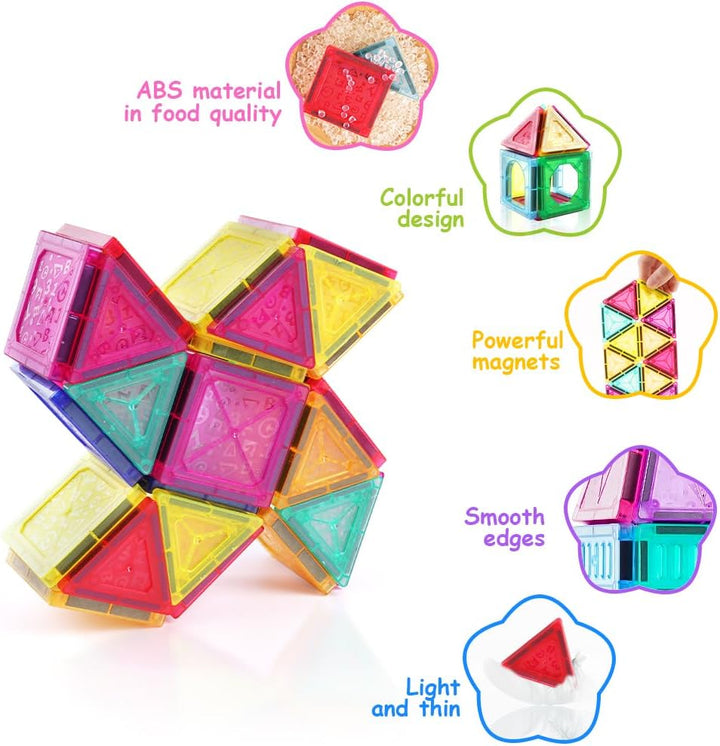 OSDUE 70 Teile Magnetische Bausteine Spielzeug, Magnetspielzeug Magneten Kinder, Montessori Spielzeu