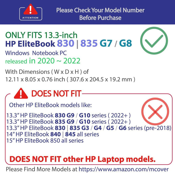 mCover Schutzhülle nur kompatibel mit HP EliteBook 830 G7 / G8 (Intel CPU) | EliteBook 835 G7 / G8 (