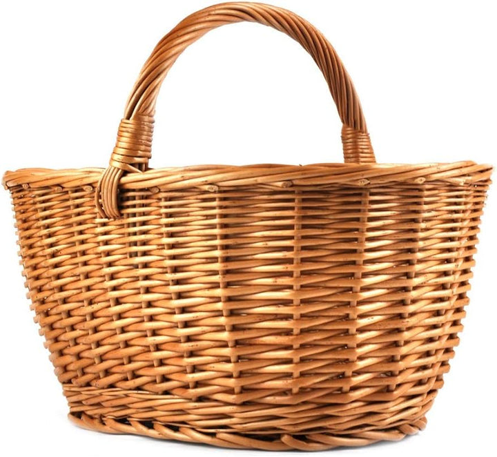 MyBer® Einkaufskorb Rattankorb Weidenkorb Flaschenkorb Geschenkkorb geflochten BTH 43/33/25-34cm sta