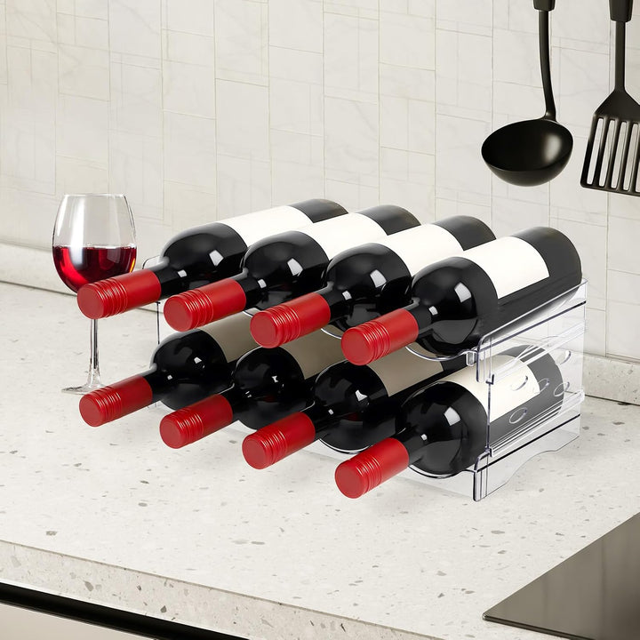 Flaschenregal Kühlschrank Flaschen Organizer, Stapelbares Weinregal &amp; Dosenregal, Transparenter Flas