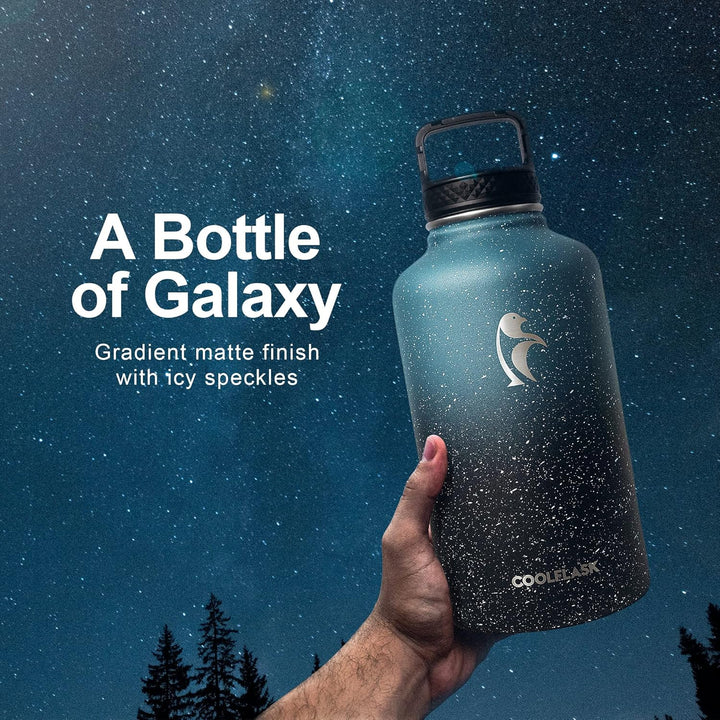 Coolflask Isolierte Wasserflasche 2L, Halbe Gallone Wasserkrug mit Strohhalm & 3 Deckel, Grosse Isol