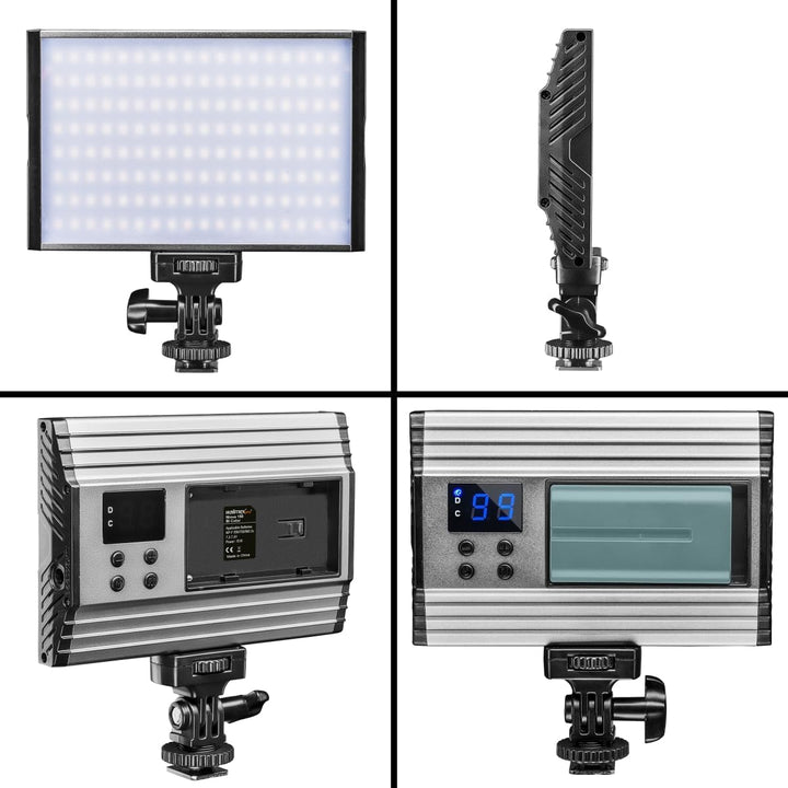 Walimex pro dimmbare On-Camera LED Videoleuchte & Fotolicht + Akku I 3.200-5.600K, 15W, 1500 LM I mo