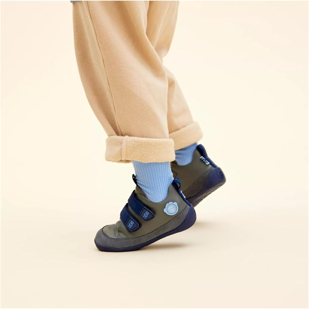 Affenzahn Barfussschuh Leder Buddy mit Klettverschluss Weich rutschfest Flexibel Reflektierend für J