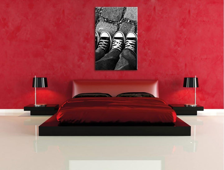 Pixxprint Lässige Schuhe als Leinwandbild/Grösse: 100x70 / Wandbild/Kunstdruck/fertig bespannt, 100x