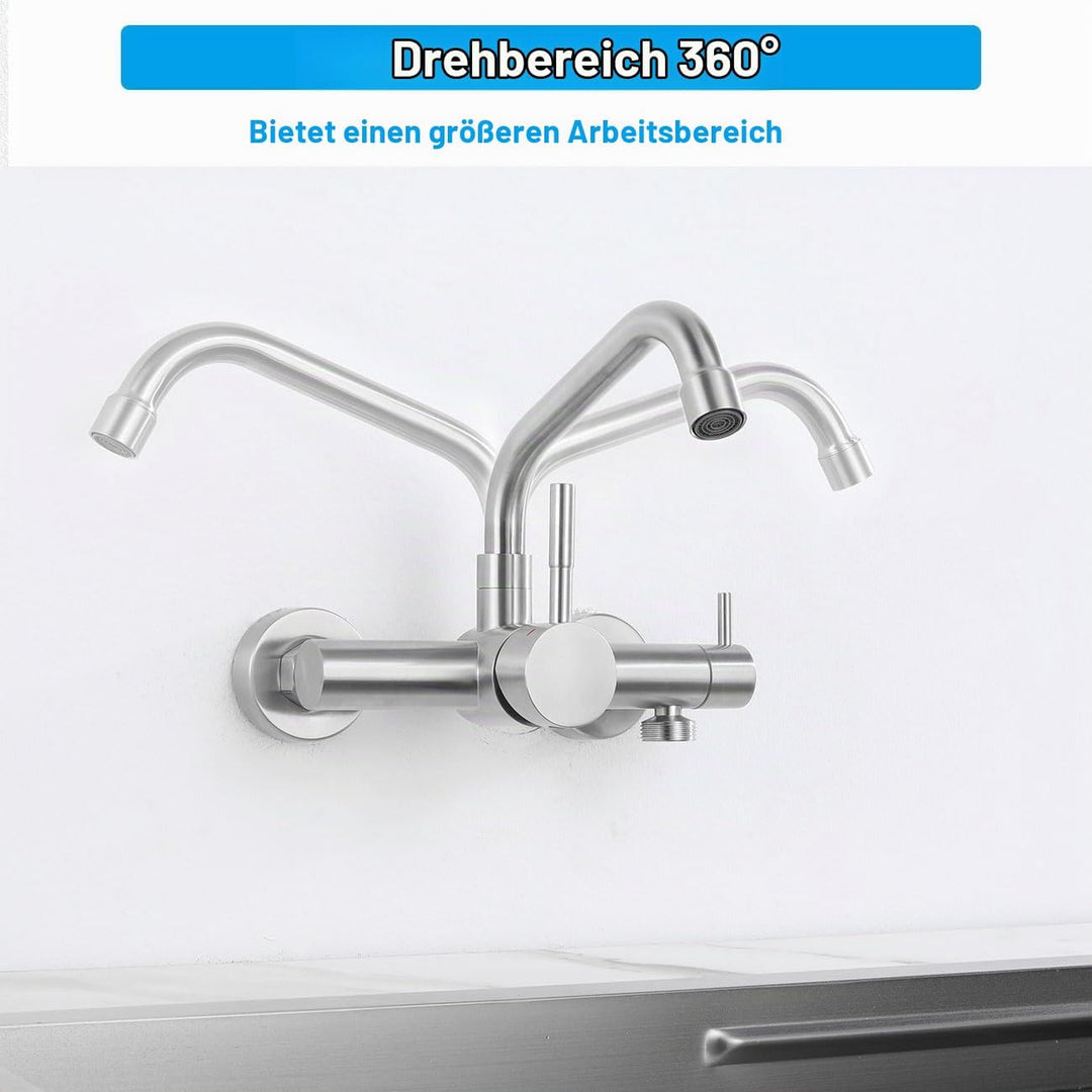 Wasserhahn Küche Wandmontage für Geschirrspüler/Waschmaschine, Küchenarmatur Wand Mischbatterie mit