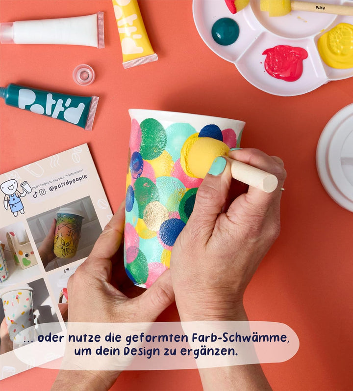 Pott’d Paintables Reisebecher zum Bemalen – DIY Keramik-Bemalen-Set für Erwachsene mit Reisebecher,