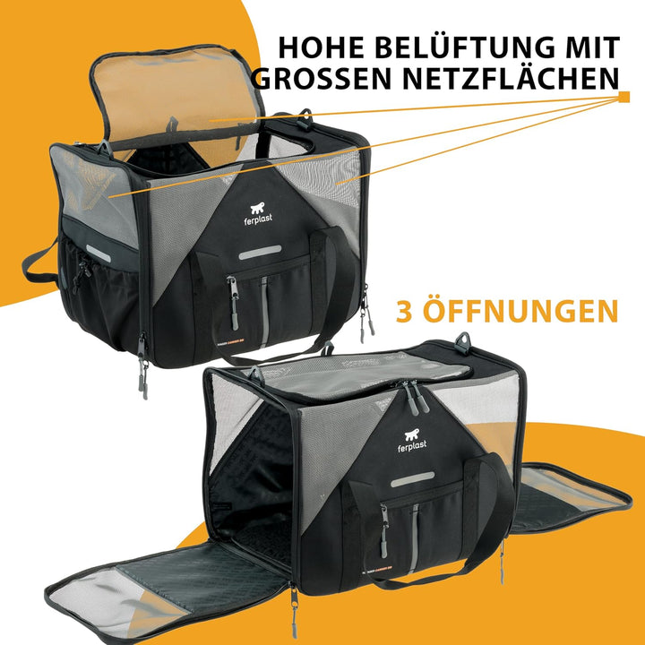 Ferplast Hundebox Voyager Carrier, Transportbox Katze, Hundetasche, verstellbare Griffe und Schulter