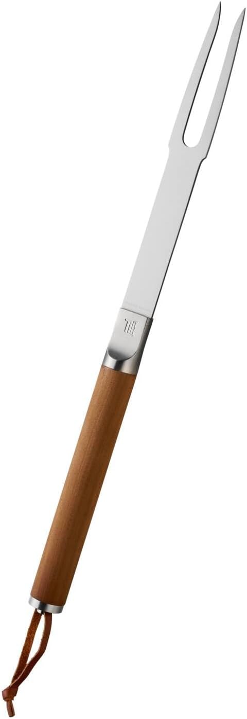 Fiskars Norden Grill Chef Grillgabel, Ideal für die Verwendung im Freien, Edelstahl/Birkenholz, Läng