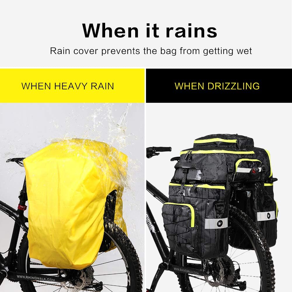 Rhinowalk 3 IN 1 Multifunktional Fahrrad Gepäckträgertaschen 65L Fahrrad Rücksitz Tasche Gepäckträge