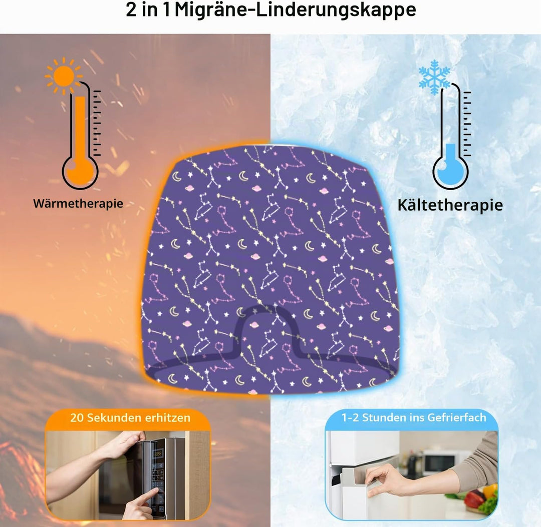 2 Stück Migräne Maske und Augenmaske Kühlend, Migräne Kühlmaske, Migraine Relief Cap, Kopfschmerzen