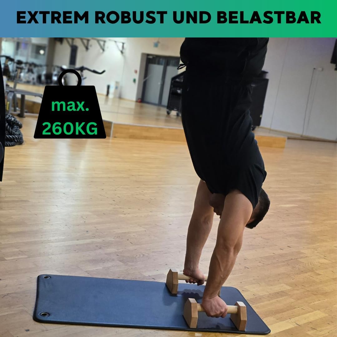 „Liegestütze Griffe aus Buchenholz – Push Up Bars gelenkschonend, rutschfest & ergonomisch – Holz Pu