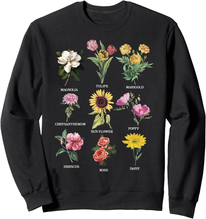 Trendy Botanical Flower Chart Sweatshirt
