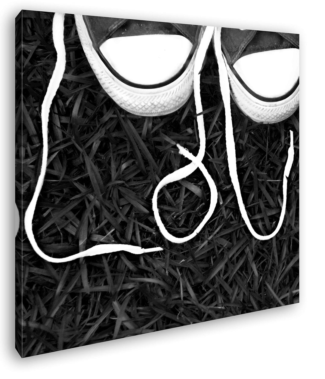 deyoli Love Sneaker Schnürsenkel Format: 70x70 Effekt: Schwarz&amp;Weiss als Leinwandbild, Motiv fertig