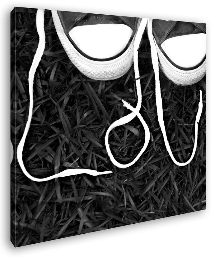 deyoli Love Sneaker Schnürsenkel Format: 70x70 Effekt: Schwarz&amp;Weiss als Leinwandbild, Motiv fertig