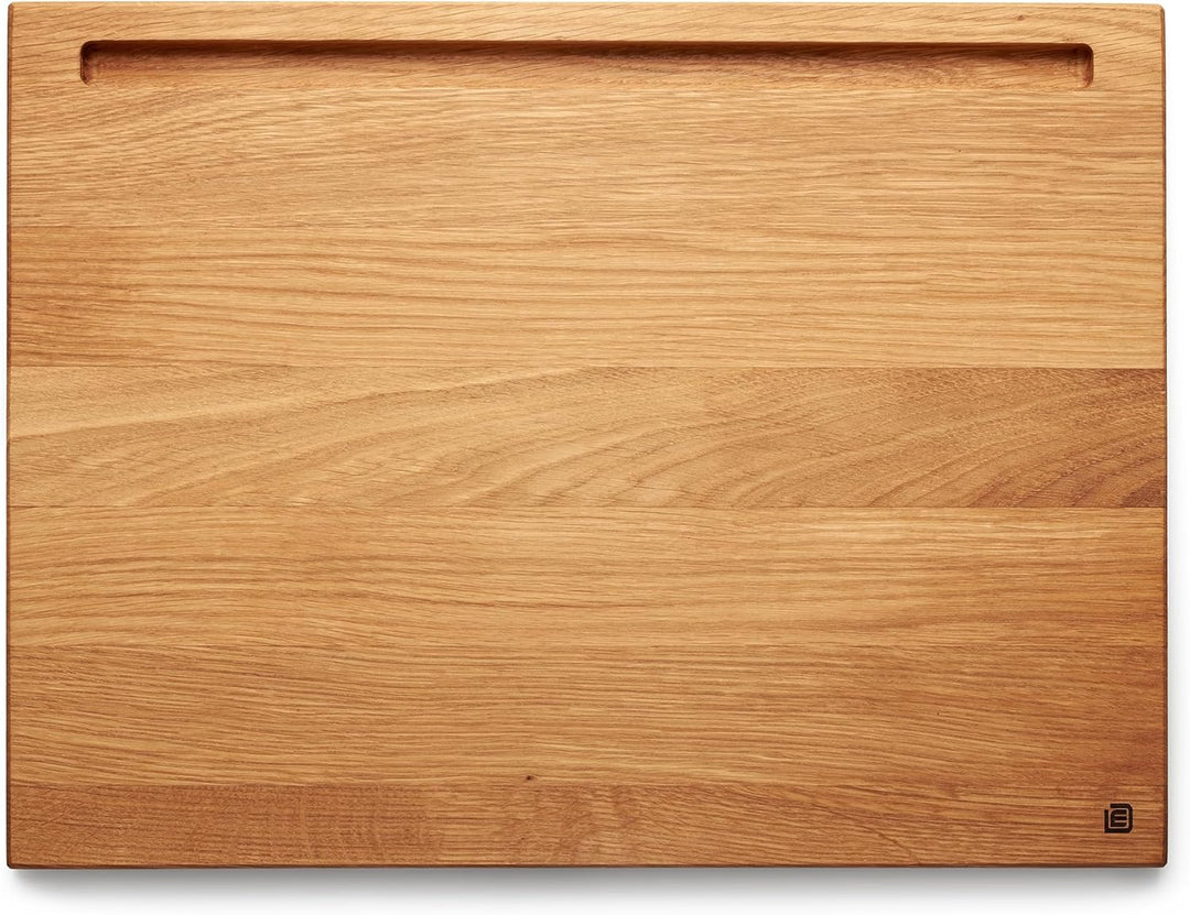 Edeldings Schneide- und Servierbrett aus hochwertiger Eiche 40 х 30 cm gross mit Tablethalterung | A