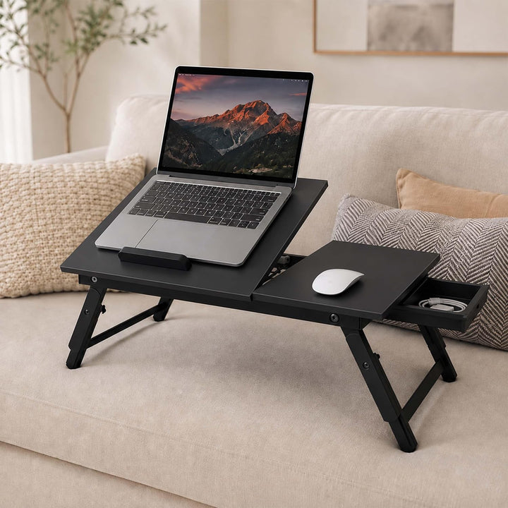 Relaxdays Laptoptisch für Bett &amp; Couch, schwarz Schwarz-schwarz, Schwarz-schwarz