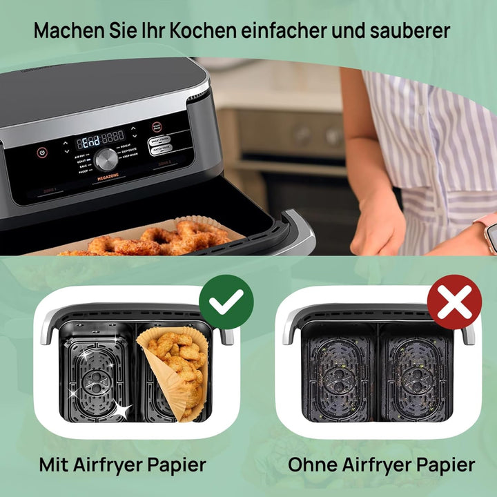170pcs Airfryer Backpapier für Ninja Foodi Flexdrawer AF500EU 10.4L, Backpapier für Heissluftfritteu