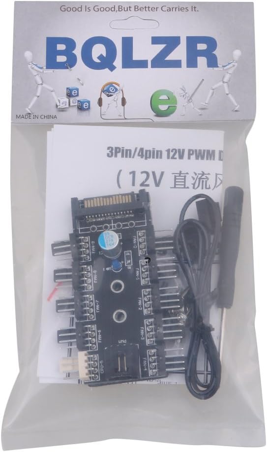 Lüftersteuerung 12 V von BQLZR Hub, SATA Eingang 10 Port mit PWM-Kabel für Motherboard 3-polig/4-pol
