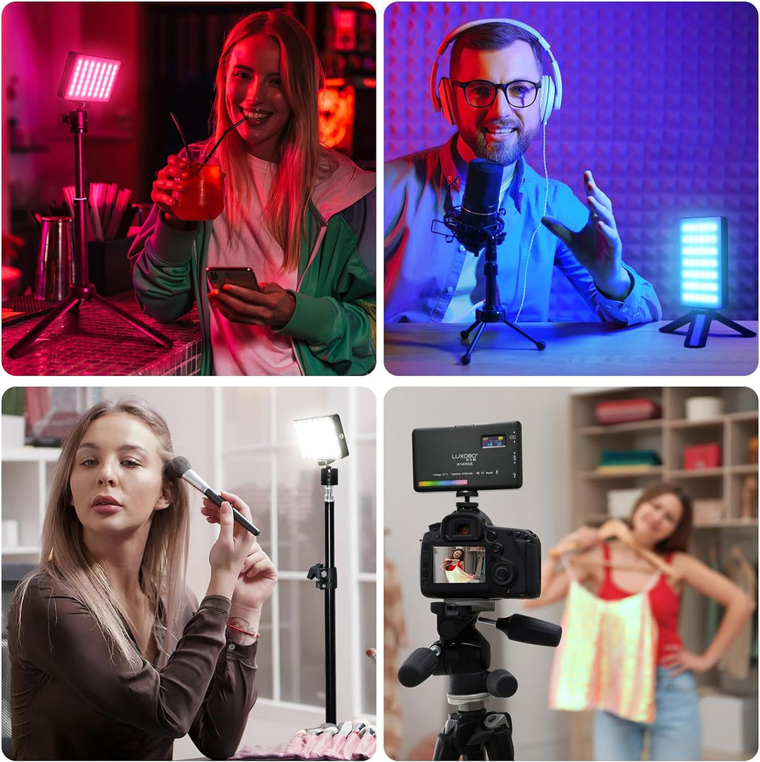 RGB LED Videoleuchte 8W LUXCEO,140 Lampenperlen LED Kamera Licht,USB Wiederaufladbares LED Panel für