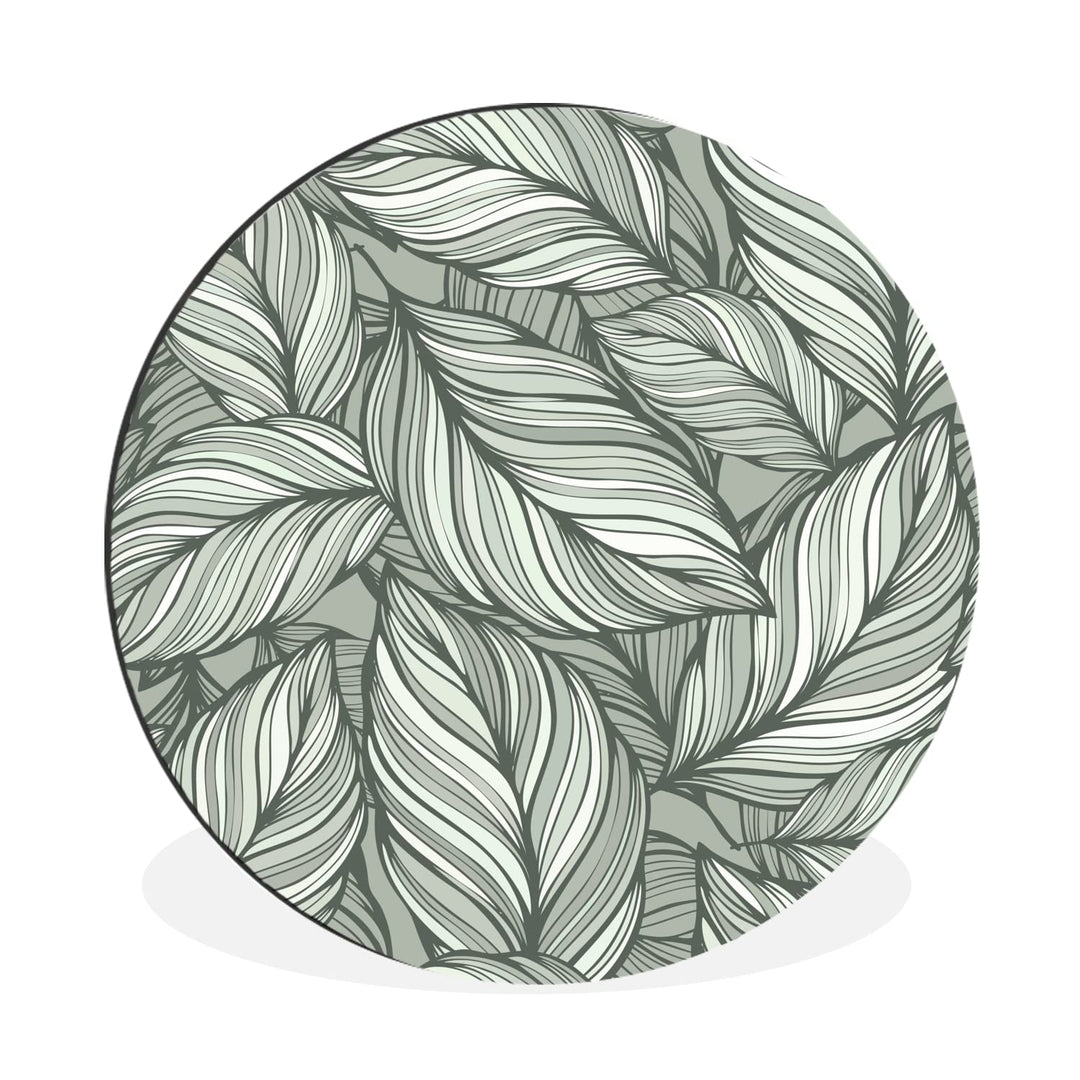 MuchoWow Wandbild Rund Wanddeko Deko Wohnzimmer Bilder 30x30 cm Blumen - Illustration - Schwarz - We