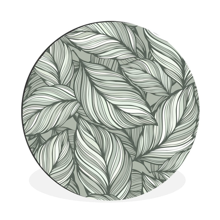 MuchoWow Wandbild Rund Wanddeko Deko Wohnzimmer Bilder 30x30 cm Blumen - Illustration - Schwarz - We