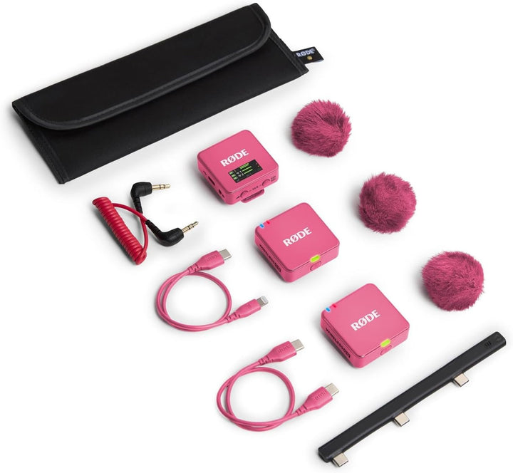 Rode Wireless GO Gen 3 Drahtloses 2-Kanal Mikrofon-Funksystem Pink mit Interview GO Handadapter Pink