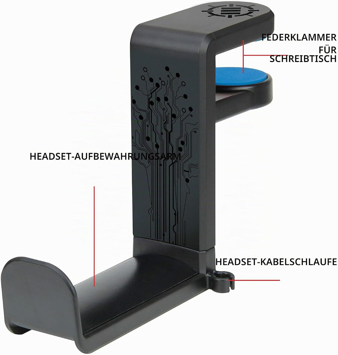Enhance Halterung für Kopfhörer, für Gaming oder Musik, mit 360 Grad drehbarem Arm, Befestigungsklam