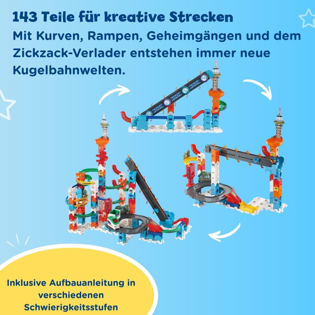 VTech Marble Rush – Super Sky Tower Set XL300 E – Interaktives Kugelbahn-Set – Für Kinder von 4-12 J